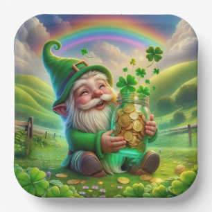 Ierse Leprechaun met gouden munten Papieren Bordje