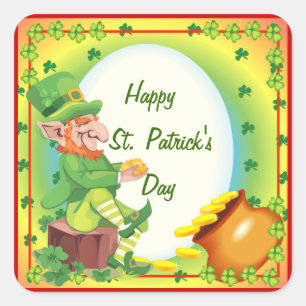 Ierse Leprechaun Pot of Gold Vierkante Sticker