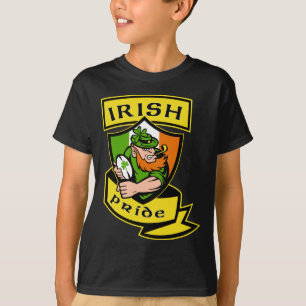 Ierse leprechaun rugby player celtic flag Ierland T-shirt