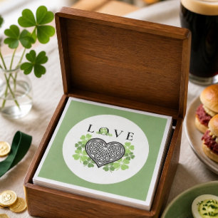 Ierse LIEFDE Shamrock & Keltische Knoop Hart Papie Servet