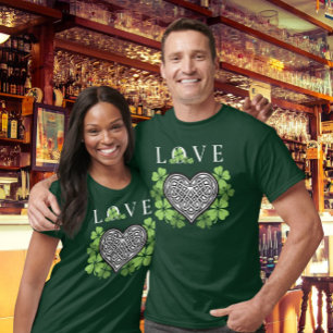 Ierse LIEFDE Shamrock & Keltische Knoop T-shirt