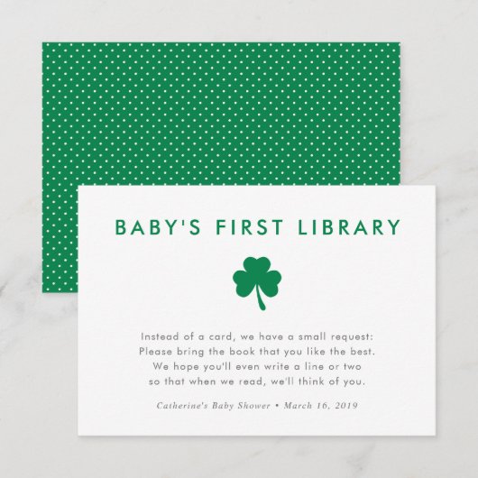 Ierse Lucky Charm-boeken voor Baby's Eerste Biblio Kaart (Voorkant / Achterkant)