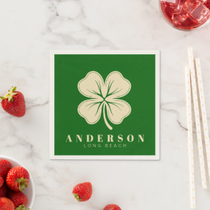 Ierse Lucky Four Leaf Clover Naam Groen Cocktail Servet