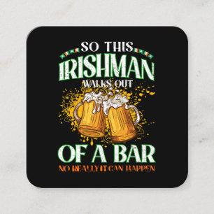 Ierse Man Drinkt Bier St. Patrick's Day Vierkante Visitekaartje