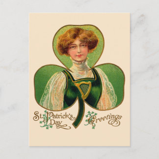 Ierse meid St. Patrick's Day Vintage ansichtkaart Briefkaart