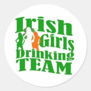 Ierse meisjes drink team ronde sticker