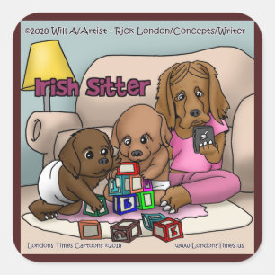 Ierse Oppas - Grote Rode Honden Die Babysitters Zi Vierkante Sticker
