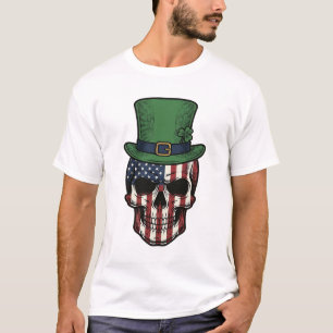 Ierse Patriottische Schedel Vintage Gravure Shirt 