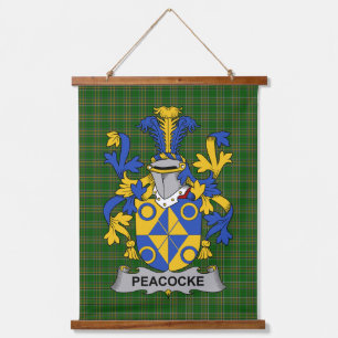 Ierse Peacocke Wapen Familie Crest Hangend Wandkleed