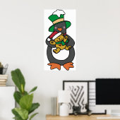 Ierse pinguïn houdt kerstknuffel vast poster (Thuiskantoor)