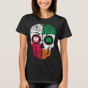 Ierse Poolse Schedel Suiker Ierland Polen Vlag St T-shirt