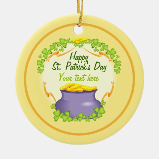 Ierse pot met goud keramisch ornament (Voorkant)