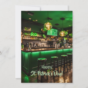 Ierse pub klaar voor St. Patrick's Day-feest Feestdagenkaart