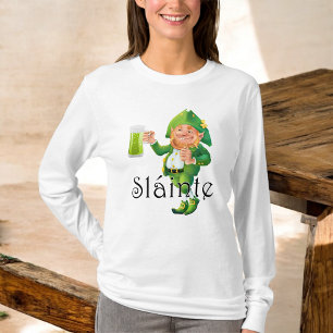 Ierse pub leprechaun groen bier Slainte T-shirt