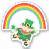 Ierse Regenboog Leprechaun Contour Sticker (Voorkant)