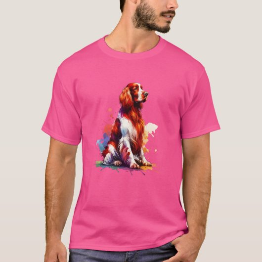 Ierse rode en witte setter hond t-shirt (Voorkant)
