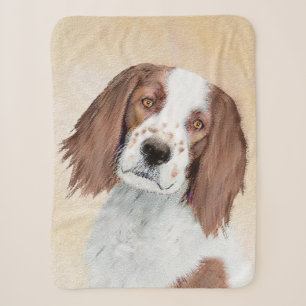 Ierse Rode en Witte Setter Schilderij - Originele Sherpa Deken