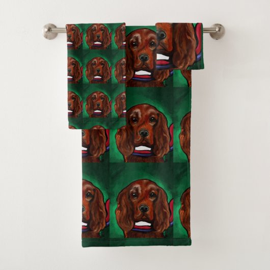 Ierse Rode Setter Bad Handdoek (Insitu)