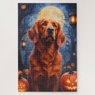 Ierse Rode Setter gotische Halloween-portret Legpuzzel