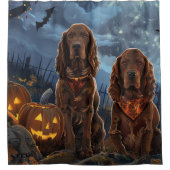 Ierse Rode Setter Halloween Spooky Douchegordijn (Voorkant)