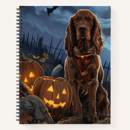 Ierse Rode Setter Halloween Spooky Notitieboek (Voorkant)