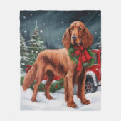 Ierse rode setter hond in sneeuw kerst fleece deken (Voorkant)