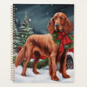 Ierse rode setter hond in sneeuw kerst planner (Voorkant)