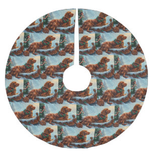 Ierse rode setter hond kerst feestelijk kerstboom rok