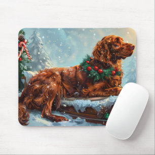 Ierse rode setter hond kerst feestelijk muismat