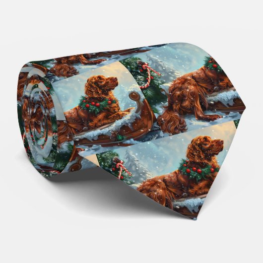 Ierse rode setter hond kerst feestelijk stropdas (Opgerold)