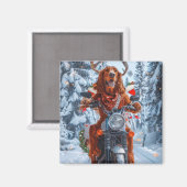 Ierse rode setter hond rijden motorfiets kerst magneet (Voorkant / Achterkant)
