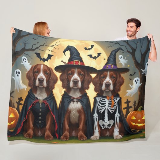Ierse Rode Setter Honden Pompoen Halloween Grappig Fleece Deken (In situ)