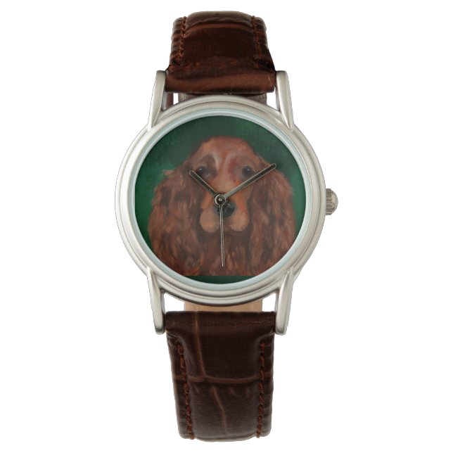 Ierse Rode Setter Horloge (Voorkant)