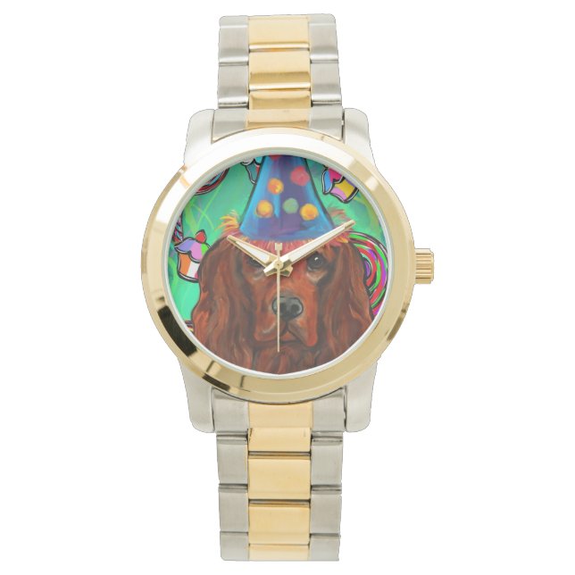 Ierse Rode Setter    Horloge (Voorkant)