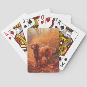 Ierse rode setter in herfst laat Herfst inspireren Pokerkaarten