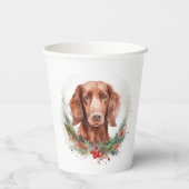 Ierse rode setter kerst krans feestelijke pup papieren bekers (Achterkant)