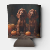 Ierse Rode Setter Puppy Herfst Delight Pompoen Blikjeskoeler (Achterkant)