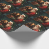 Ierse rode setter sinterklaas feestelijke kerst cadeaupapier (Hoek)