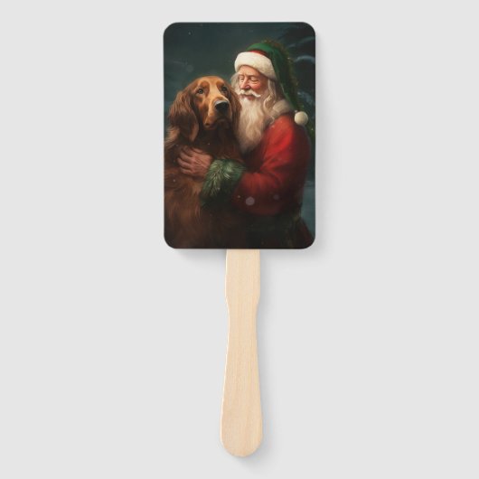 Ierse rode setter sinterklaas feestelijke kerst handwaaier (Voorkant)