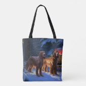 Ierse rode setter sneeuwslee kerstdecor draagtas (Achterkant)