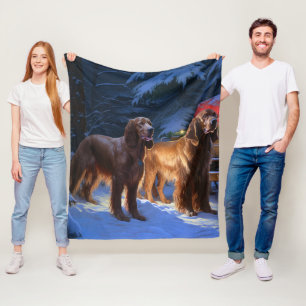 Ierse rode setter sneeuwslee kerstdecor fleece deken