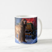 Ierse rode setter sneeuwslee kerstdecor koffiemok (Voorkant rechts)