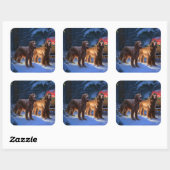 Ierse rode setter sneeuwslee kerstdecor vierkante sticker (Vel)