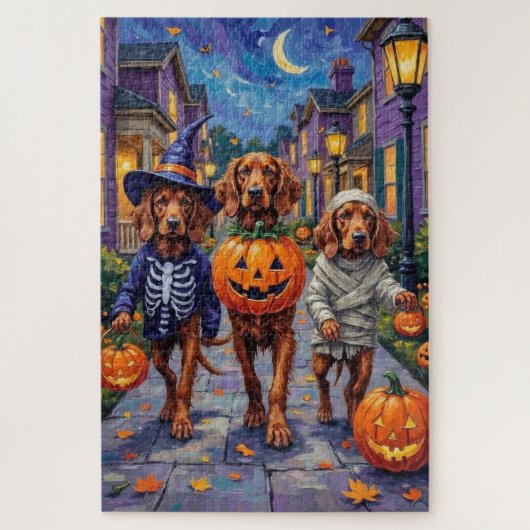 Ierse Rode Setter Trick-or-Treating Halloween Legpuzzel (Verticaal)