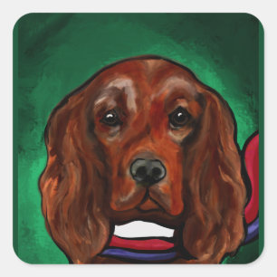 Ierse Rode Setter Vierkante Sticker