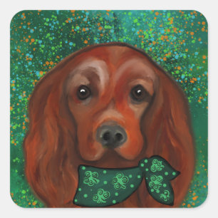Ierse rode setter         vierkante sticker