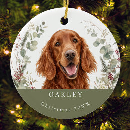 Ierse Rood Setter Afbeelding Aquarel Kerstmis Keramisch Ornament