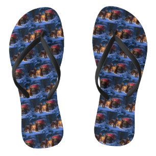 Ierse Rood Setter Besneeuwde slee Kerstversiering Teenslippers