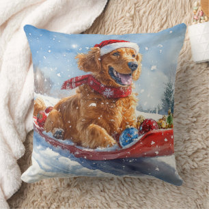 Ierse Rood Setter in slee Let het sneeuwen Kerstmi Kussen