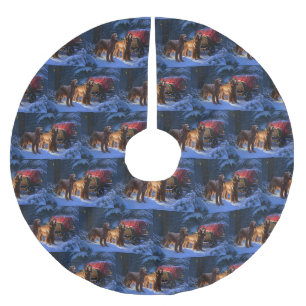 Ierse Roodharige Setter Besneeuwde slee Kerstversi Kerstboom Rok